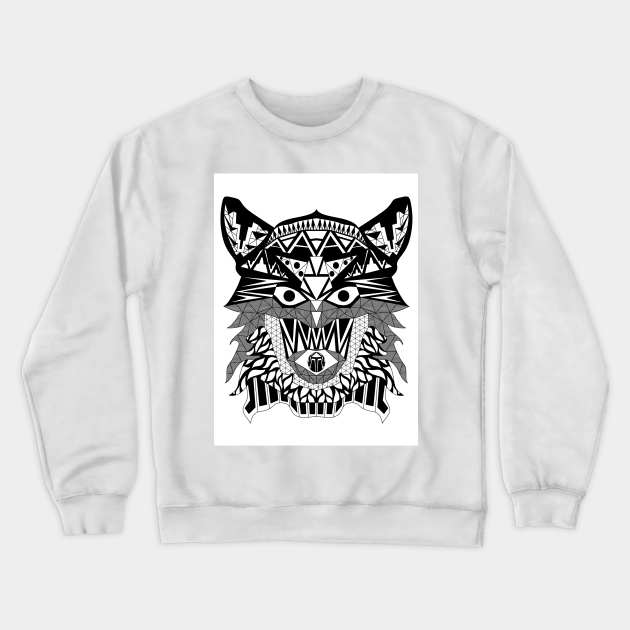 the lone wolf pattern ecopop in reggae indie bandana Crewneck Sweatshirt by jorge_lebeau